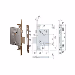 Cisa 56255.60.0 Serratura da infilare a cilindro europeo, 4 mandate, scrocco reversibile, attacco per aste interne, quadro ma ...