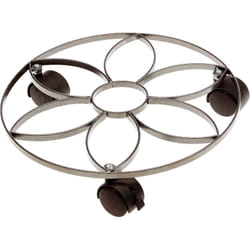 Verdemax - sottovaso con 3 ruote in acciaio decorazione fiore 30CM per piante e fiori