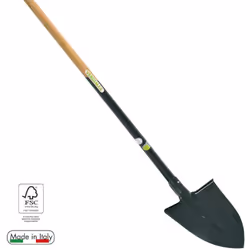 Ideale per la lavorazione del terrenoIn acciaio stampatoManico in legno di faggio cm 130Dimensioni: cm 25 x 29