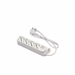 Multipresa 4 posizioni 10/16A Schuko 2P+T con interruttore luminoso. Spina a pipa da 16A+T. Cavo da 3X1 1,5 mt. Colore bianco
