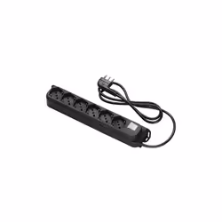 Fme Retail multipresa a 6 uscite 2P+T 16A Bipasso/standard tedesco. Cavo da 1,5 metri. H05VV-F 3x1. Spina 2P+T 16A + interrut ...