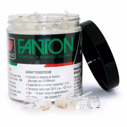 Kit barattolo Plug Fanton CAT.5E UTP 8/8 RJ45 composto da: 50 pezzi codice 23720 - Plug RJ45 UTP cat. 5e 10 pezzi codice 2373 ...
