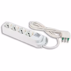 Multipresa 4 posti Fanton Omega 2P+T 16A cavo da 1.5m bianco - 47420 Multipresa con prese italo/tedesche ,spina a squadra ita ...