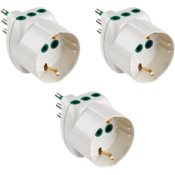 Fanton - s.p.a. 82210-B3- set 3 pz adattatore triplo schuko bipasso da spina piccola 10A a2 prese italiane piccole 1 presa schuko 16A vertical system