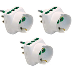 Fanton - 82240-B3- set 3 pz adattatore triplo schuko bipasso spina schuko 16A - 2 prese bipasso italiane e 1 presa schuko 16A - vertical system