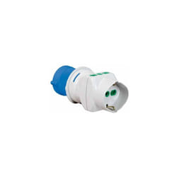 Adattatore industriale spina 2P+T 16A 200-250V 2 prese 2P+T 16A 1 presa italo/tedesca 2P+T 16A Fanton 73090