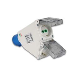 Adattatore industriale da spina cee a 2x shuko 2P+T 16A IP44 - 73104 - Fanton