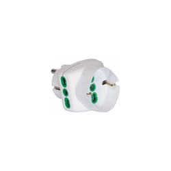 Adattatore triplo bianco spina franco/tedesca 2P+T 16A 2 prese italiane 2P+T 16A 1 presa italo/tedesca 2P+T 16A Fanton 82230
