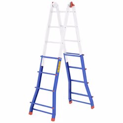 Colombo New Scal Scala a filo telescopica acciaio 4+4 gradini, 3,7 m, 1 pz
