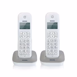 Brondi Gala Twin, Telefono DECT, Cornetta wireless, 20 voci, Identificatore di chiamata, Grigio, Bianco