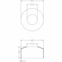 Descrizione Rosone bombato a scatola per rubinetto, rosone per rubinetto tipo bombato a scatola 3/4 altezza mm.30 in ottone c ...