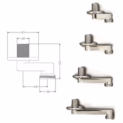 MATERIALI E FINITURA: Ottone cromato MISURE: Attacchi MM 1/2" x 3/4" Spostamento mm.40
