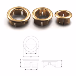 MATERIALI E FINITURA: ABS dorato MISURE: Diametro mm.24 PESO: gr 2,5/ pz (netto)