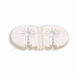 MATERIALI E FINITURA: Materiale plastico bianco MISURE: Interasse fori da mm.40 a mm.46 PESO: gr 7,6/pz (netto)