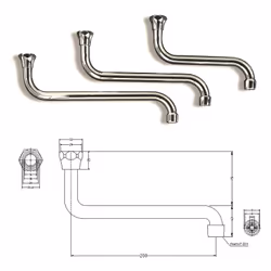 MATERIALI E FINITURA: Ottone cromato MISURE: Diametro mm.18 Calotta 3/4" Terminale filettato F22/1 Lunghezza mm.200