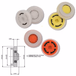 MATERIALI E FINITURA: Plastica MISURE: Portata 6 l/min PESO: gr 0.8/pz (netto)