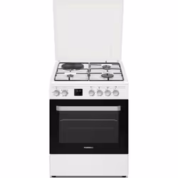 Rosieres RGE660CMW/E, Cucina, Bianco, Manopola, Metallo, In alto a destra / a sinistra, Elettronico