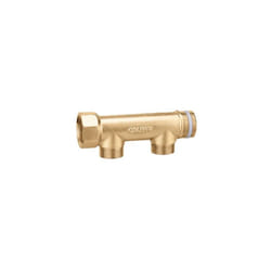 Collettore semplice, componibile. Interasse 50 mm. Accoppiamento a tenuta ptfe. Derivazioni maschio. Attacco g 3/4' (iso 228-1) f ingresso - g 3/4' a