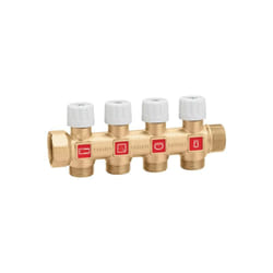 Collettore semplice, componibile con valvole di intercettazione 3/4', 3 derivazioni Caleffi 354253 3