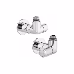Coppia di valvole high-style a doppia squadra per termoarredi in colore bianco o cromo |Caleffi 4003-4004 CARATTERISTICHE: Va ...