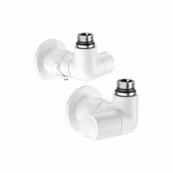Coppia di valvole high-style a doppia squadra per termoarredi in colore bianco o cromo |Caleffi 4003-4004 CARATTERISTICHE: Va ...