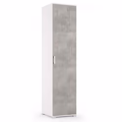 Mobile con anta singola e quattro ripiani regolabili in Bianco Cemento. Design moderno e pratico, ideale come armadietto mult ...