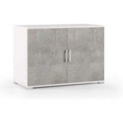 Mobiletto Doppia Anta Bianco e Cemento 90x45x66 cm - Mobili - Terraneo