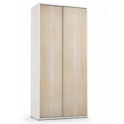 Mobile Armadio Doppia Anta Scorrevole Bianco Rovere 90x45x195 - Design Moderno e Funzionale - Quattro Ripiani Regolabili - Terraneo