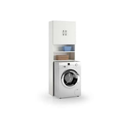 Mobile Universale Copri Lavatrice Bianco 195x65x32 cm - Due Mensole - Ripiano Portaoggetti - Terraneo