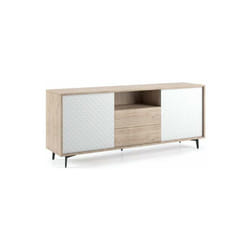 Madia con struttura rovere e ante bianco dama apertura push, 2 cassetti