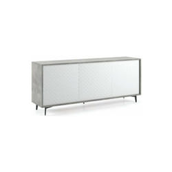 Madia Cemento e Ante Bianco Dama 184x45x77 - Mobile Living Elegante - Terraneo