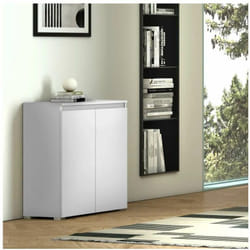 Mobile Multiuso Bianco 2 Ante - 3 Ripiani Regolabili - 80x37x102 cm - Terraneo