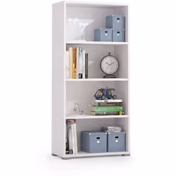 Libreria compatta bianca con tre ripiani regolabili, ideale per valorizzare il salotto. Realizzata in pannello melaminico E1, ...