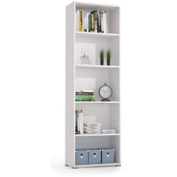 Libreria 5 Ripiani Regolabili Bianca 60x30x195 cm - Terraneo