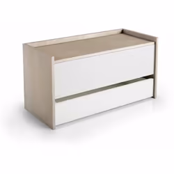 Scopri il baule contenitore a chiusura rallentata, perfetto per ingressi e camere. Design semplice in rovere e bianco, offre  ...