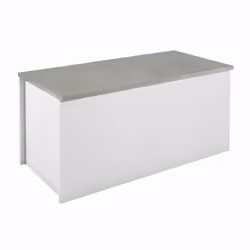 Baule contenitore bianco con top in cemento, realizzato in pannello melaminico E1 di alta qualità. Chiusura rallentata soft-c ...