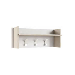 Terraneo - Pannello Appendiabiti Bianco e Rovere con Ripiano e 3 Ganci - Design Elegante per Ingresso e Corridoio - 90x29x34 cm