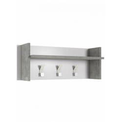Terraneo Pannello Appendiabiti Bianco e Cemento con Ripiano e 3 Ganci - Design Elegante per Ingresso e Corridoio - 90x29x34 cm