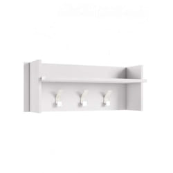Terraneo - Pannello Appendiabiti Bianco con Ripiano e 3 Ganci - 90x29x34 cm
