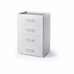 Cassettiera bianca con quattro comodi cassetti.Il ripiano superiore, leggermente incassato, è rifinito con effetto cemento.Be ...