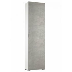 Mobile Bianco con Anta Cemento e 7 Ripiani - 50x30x182 cm - Terraneo
