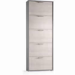 Scarpiera salvaspazio con 5 ante in bianco cemento, ideale per ogni ambiente. Compatta e versatile, misura 65 x 18 x 184 cm.  ...