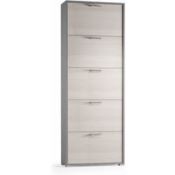 Scarpiera 5 Ante Bianco Cemento - Salvaspazio 65x18x184 cm - Terraneo