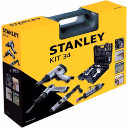 Stanley Set Utensili Pneumatici Kit 34 Pezzi Per Compressore Ad Aria Il Kit è composto da: Avvitatore ad impulsi da 1/2“ Avvi ...