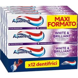 Aquafresh - 12 Tubetti Dentifricio White & Brilliant da 75ml Clinicamente Testato