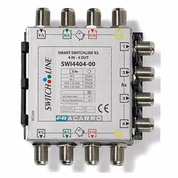 Multiswitch in cascata Fracarro SWI4404-00, a 4 ingressi con diversi livelli di attenuazione sulle derivate utente. Caratteri ...