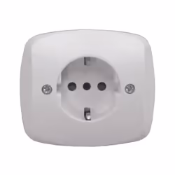 placca in resina autoportante presa SCHUKO 16A+T - colore avorio RAL 9001 - per scatola tonda - fissaggio con griffe a espans ...