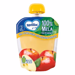 Mellin Pouch Mela è una merenda per l'infanzia a base di purea di mela, arricchita con vitamina C e senza zuccheri aggiunti.  ...