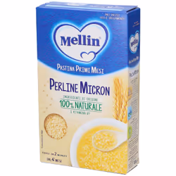 Pastina Mellin Perline Micron 320 g è ideale per lo svezzamento, adatta dai 4 ai 36 mesi. Contiene farina di grano tenero, ca ...