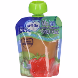 Mellin Pouch Fragola Kiwi è una merenda 100% frutta per bambini dal 6° mese. Ricco di vitamina C, combina fragola, kiwi, bana ...